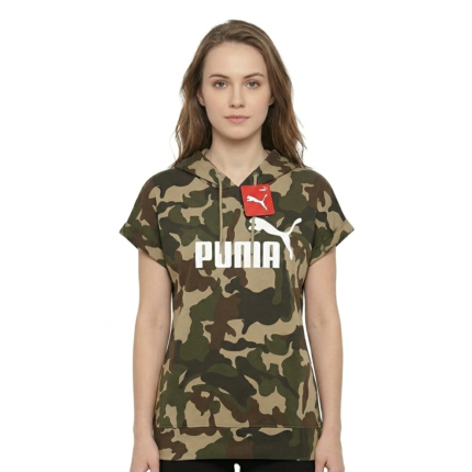 Women’s Camouflage Printed Hooded T-Shirt