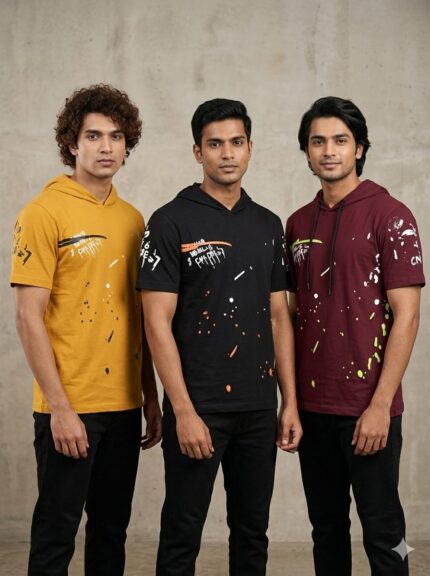 Men’s Half Sleeve Hooded T-Shirt Combo (Pack of 3)