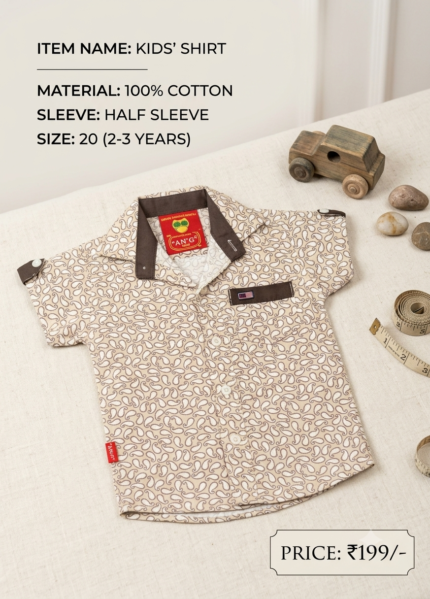 Kids Cotton Half Sleeve Printed Shirt for Boys – Stylish Casual Shirt