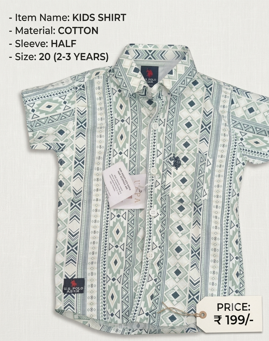 1791032656299 Kids Cotton Half Sleeve Printed Shirt for Boys – Stylish Casual Shirt - Image 1