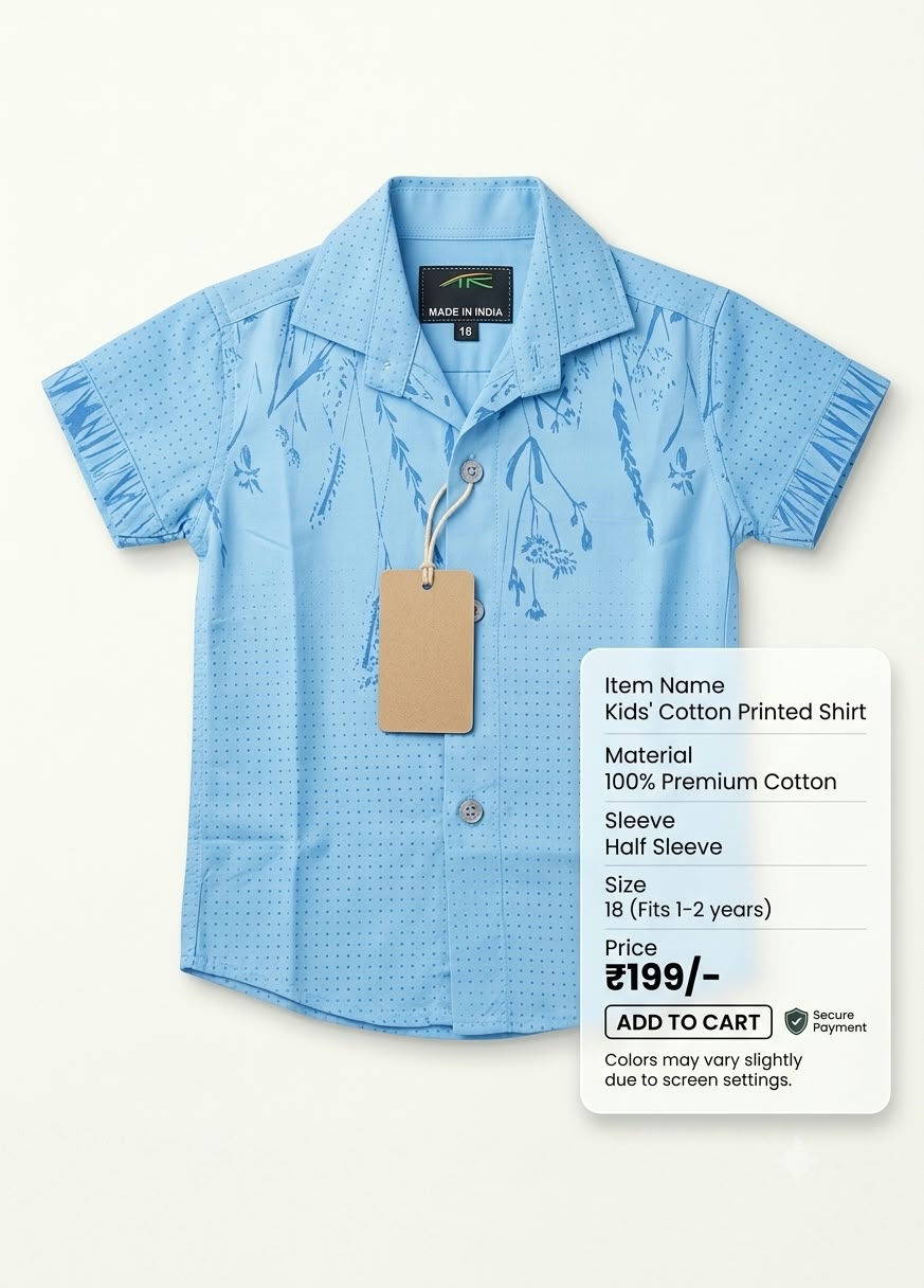 WhatsApp Image 2026-10-03 at 6.19.06 PM G.K. Outfits Kids Light Blue Printed Cotton Shirt – Half Sleeve - Image 1